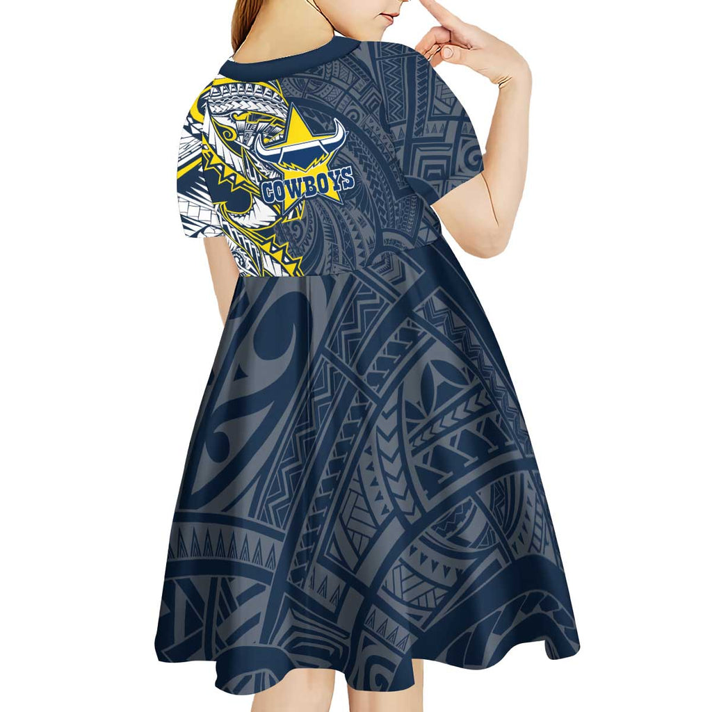 North Queensland Cowboys Kid Short Sleeve Dress Polynesian Tribal Tattoo Pacific Sport Art