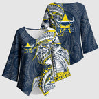 North Queensland Cowboys Kimono Sleeve Blouse Polynesian Tribal Tattoo Pacific Sport Art
