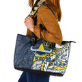 North Queensland Cowboys Leather Tote Bag Polynesian Tribal Tattoo Pacific Sport Art