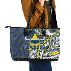North Queensland Cowboys Leather Tote Bag Polynesian Tribal Tattoo Pacific Sport Art