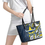 North Queensland Cowboys Leather Tote Bag Polynesian Tribal Tattoo Pacific Sport Art