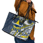 North Queensland Cowboys Leather Tote Bag Polynesian Tribal Tattoo Pacific Sport Art