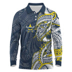 North Queensland Cowboys Long Sleeve Polo Shirt Polynesian Tribal Tattoo Pacific Sport Art