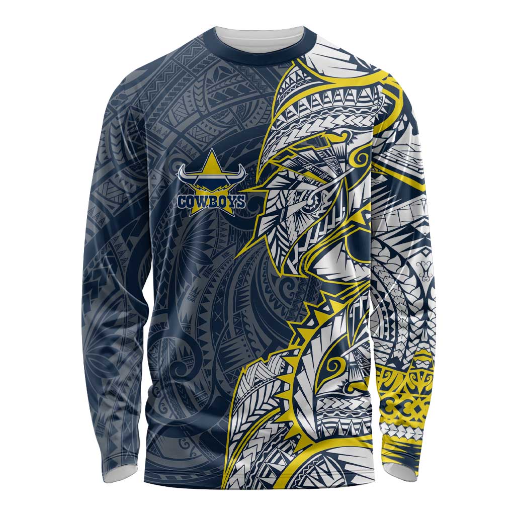 North Queensland Cowboys Long Sleeve Shirt Polynesian Tribal Tattoo Pacific Sport Art