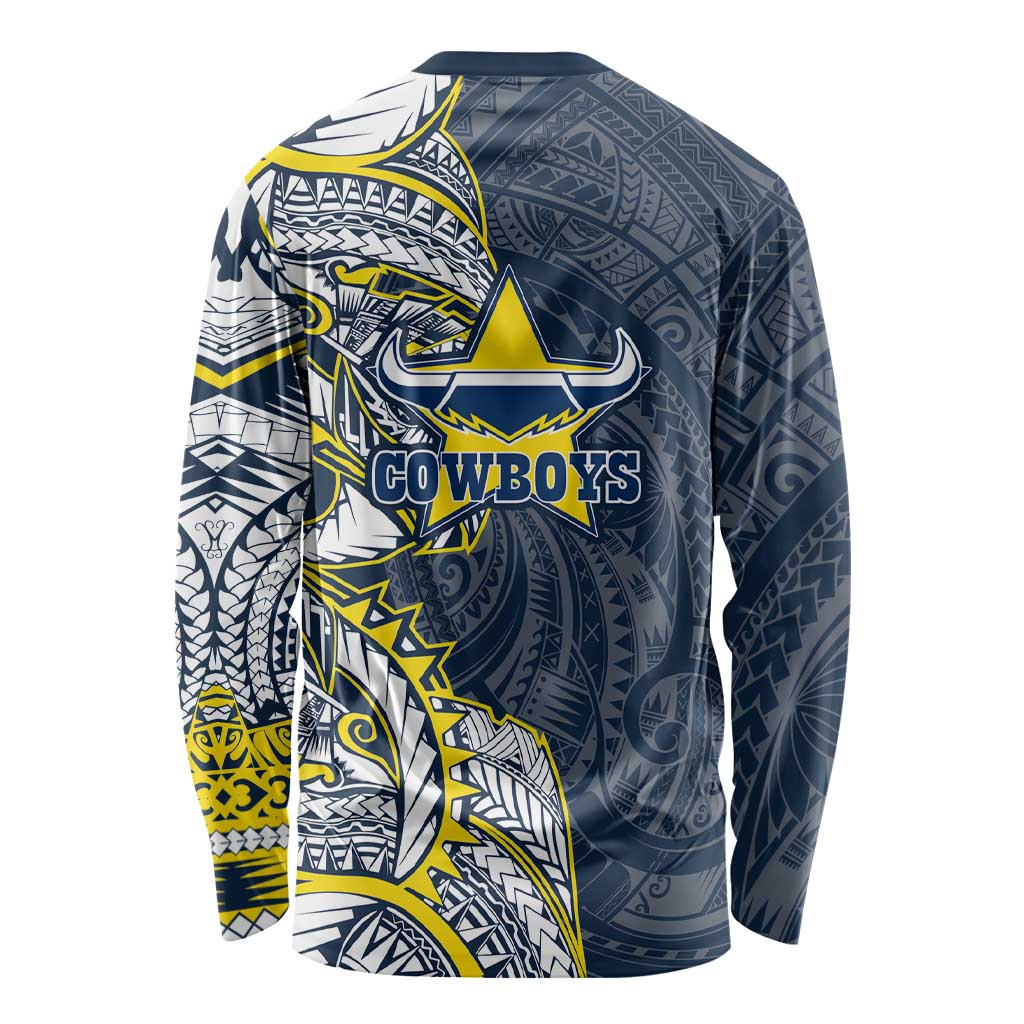 North Queensland Cowboys Long Sleeve Shirt Polynesian Tribal Tattoo Pacific Sport Art