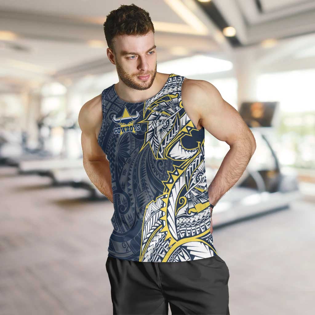 North Queensland Cowboys Men Tank Top Polynesian Tribal Tattoo Pacific Sport Art