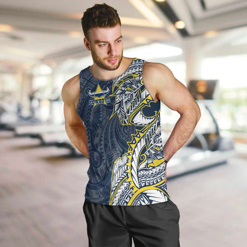 North Queensland Cowboys Men Tank Top Polynesian Tribal Tattoo Pacific Sport Art