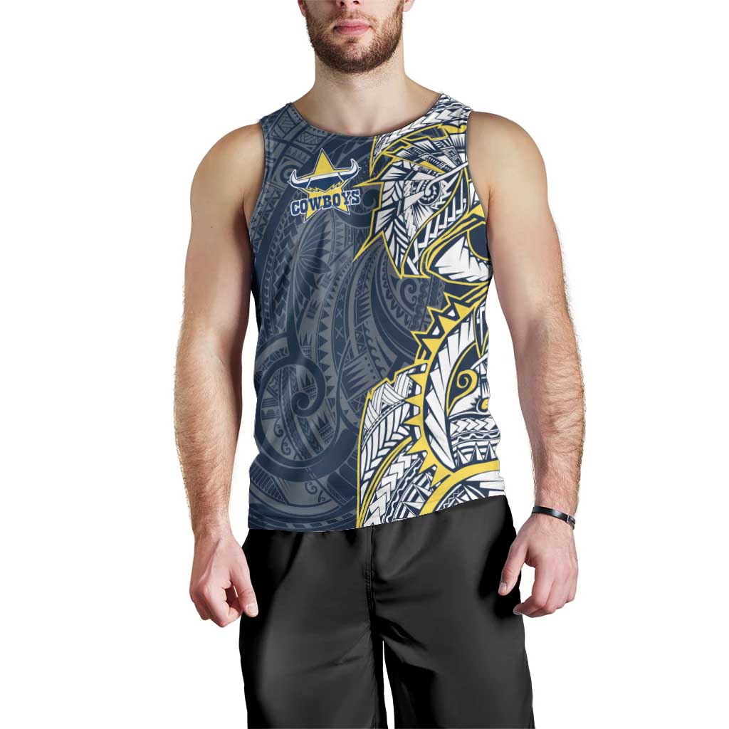 North Queensland Cowboys Men Tank Top Polynesian Tribal Tattoo Pacific Sport Art