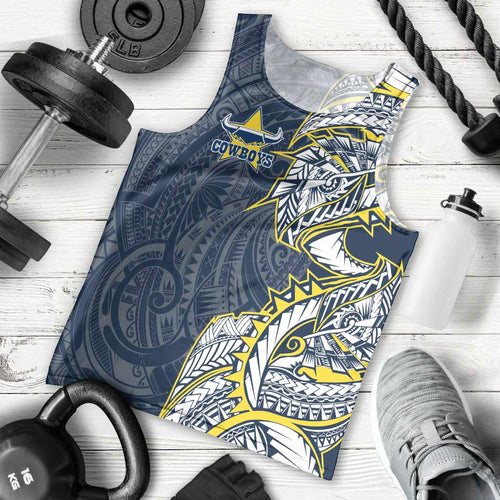 North Queensland Cowboys Men Tank Top Polynesian Tribal Tattoo Pacific Sport Art
