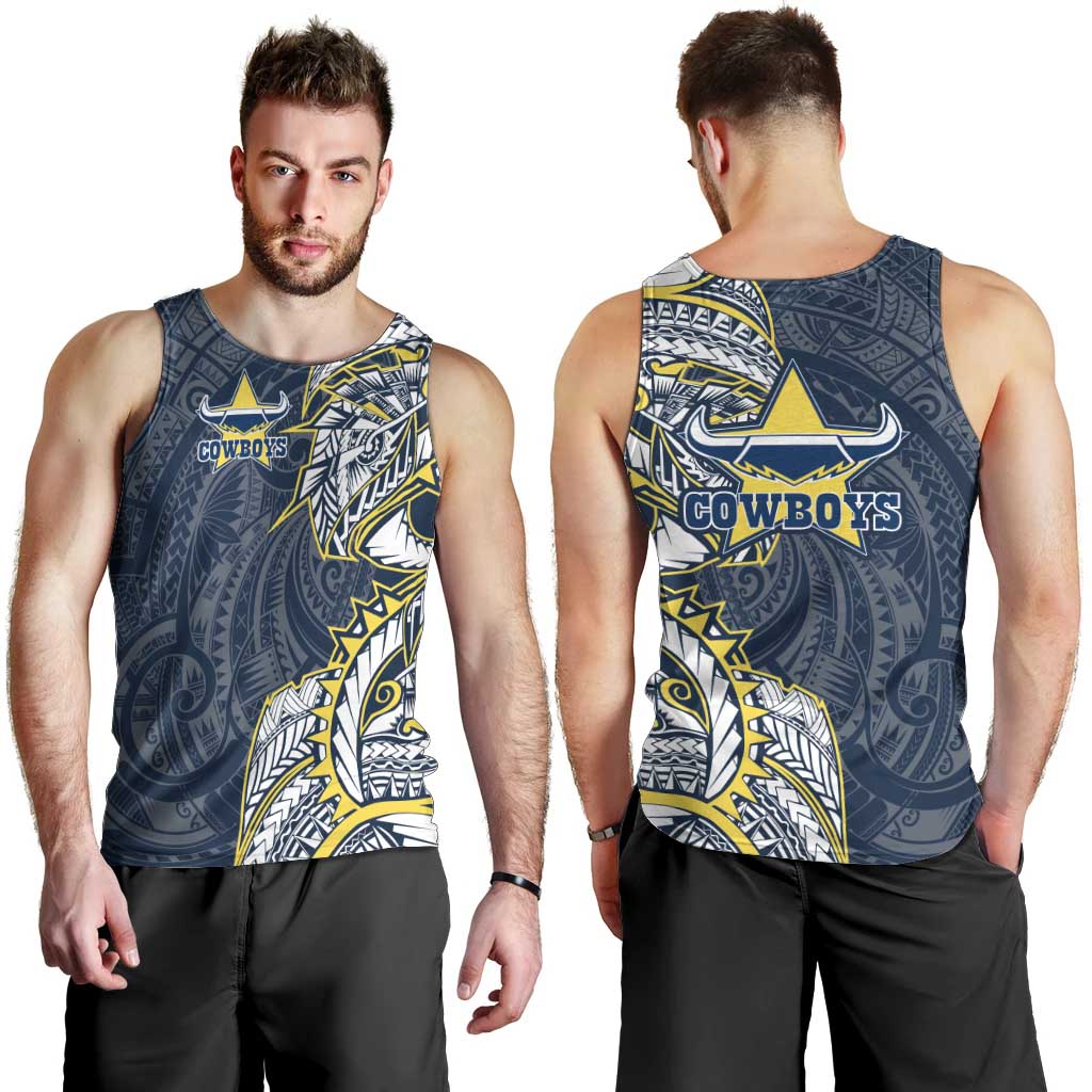 North Queensland Cowboys Men Tank Top Polynesian Tribal Tattoo Pacific Sport Art