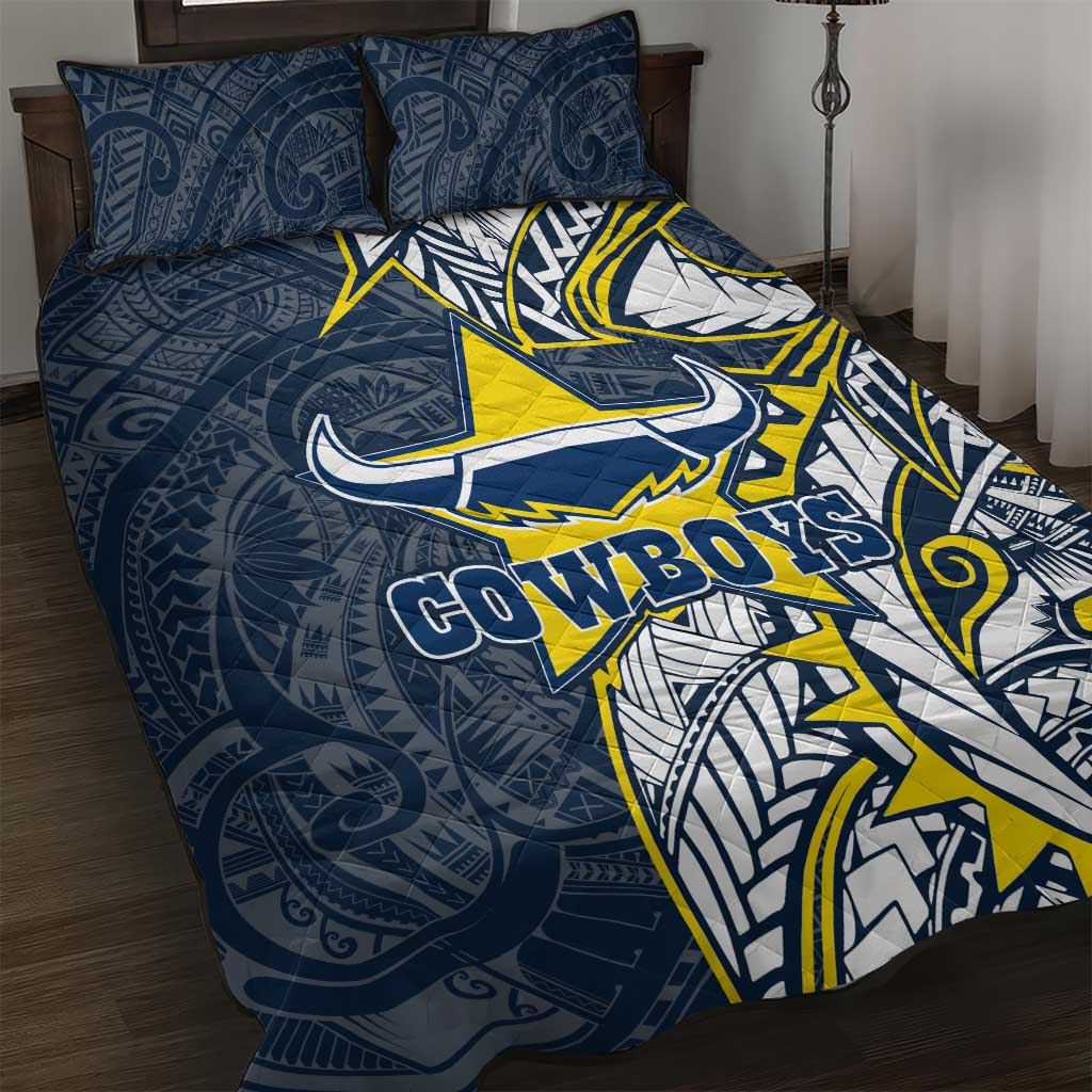North Queensland Cowboys Quilt Bed Set Polynesian Tribal Tattoo Pacific Sport Art
