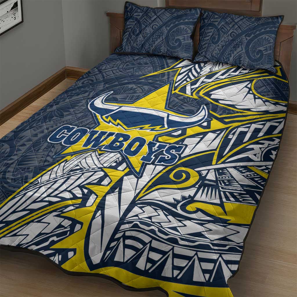 North Queensland Cowboys Quilt Bed Set Polynesian Tribal Tattoo Pacific Sport Art