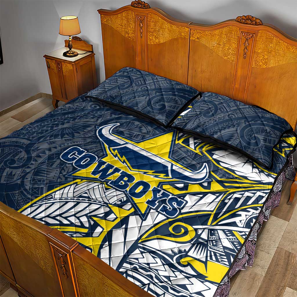 North Queensland Cowboys Quilt Bed Set Polynesian Tribal Tattoo Pacific Sport Art