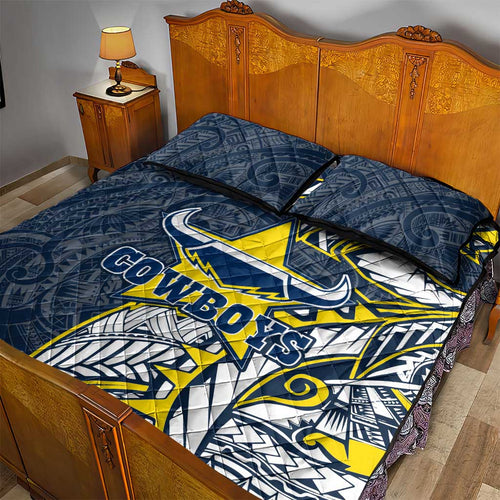 North Queensland Cowboys Quilt Bed Set Polynesian Tribal Tattoo Pacific Sport Art