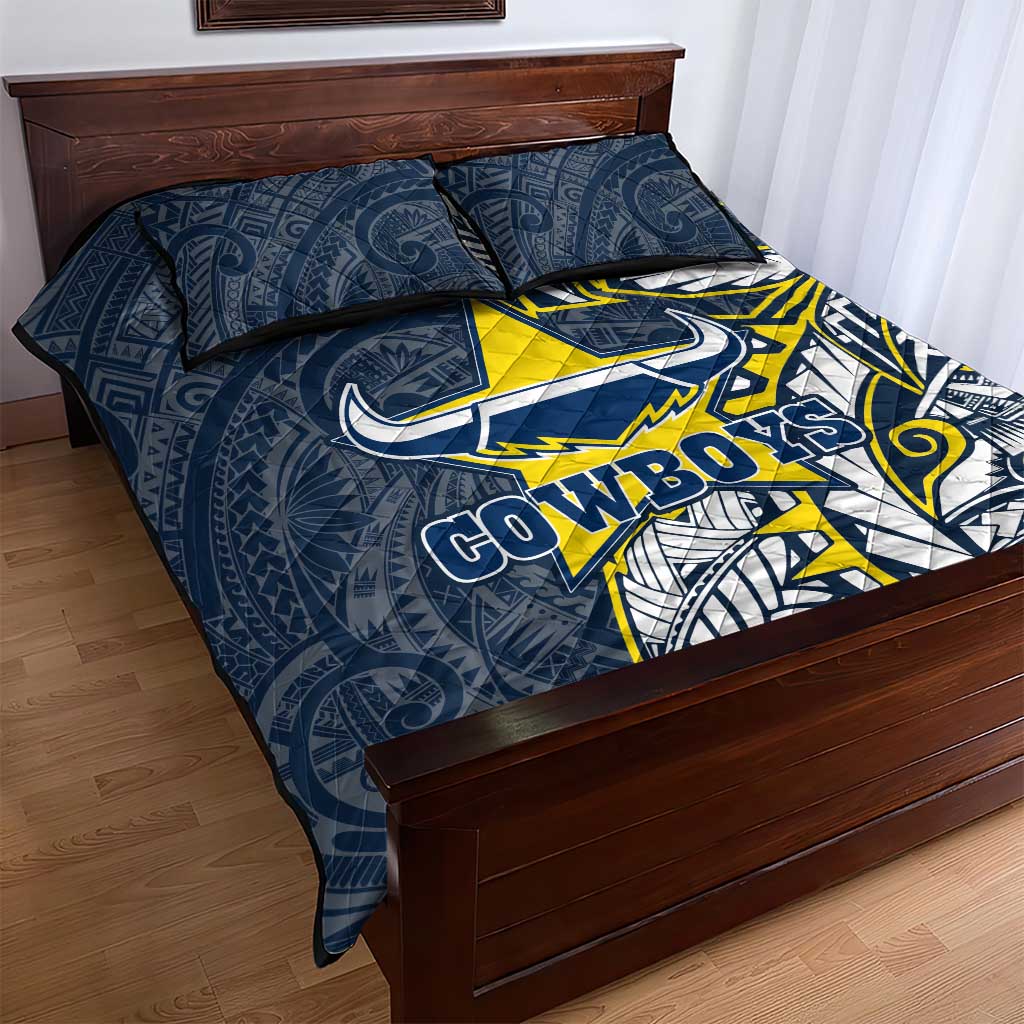 North Queensland Cowboys Quilt Bed Set Polynesian Tribal Tattoo Pacific Sport Art