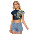 North Queensland Cowboys Raglan Cropped T Shirt Polynesian Tribal Tattoo Pacific Sport Art