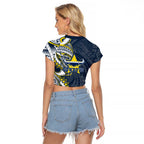 North Queensland Cowboys Raglan Cropped T Shirt Polynesian Tribal Tattoo Pacific Sport Art
