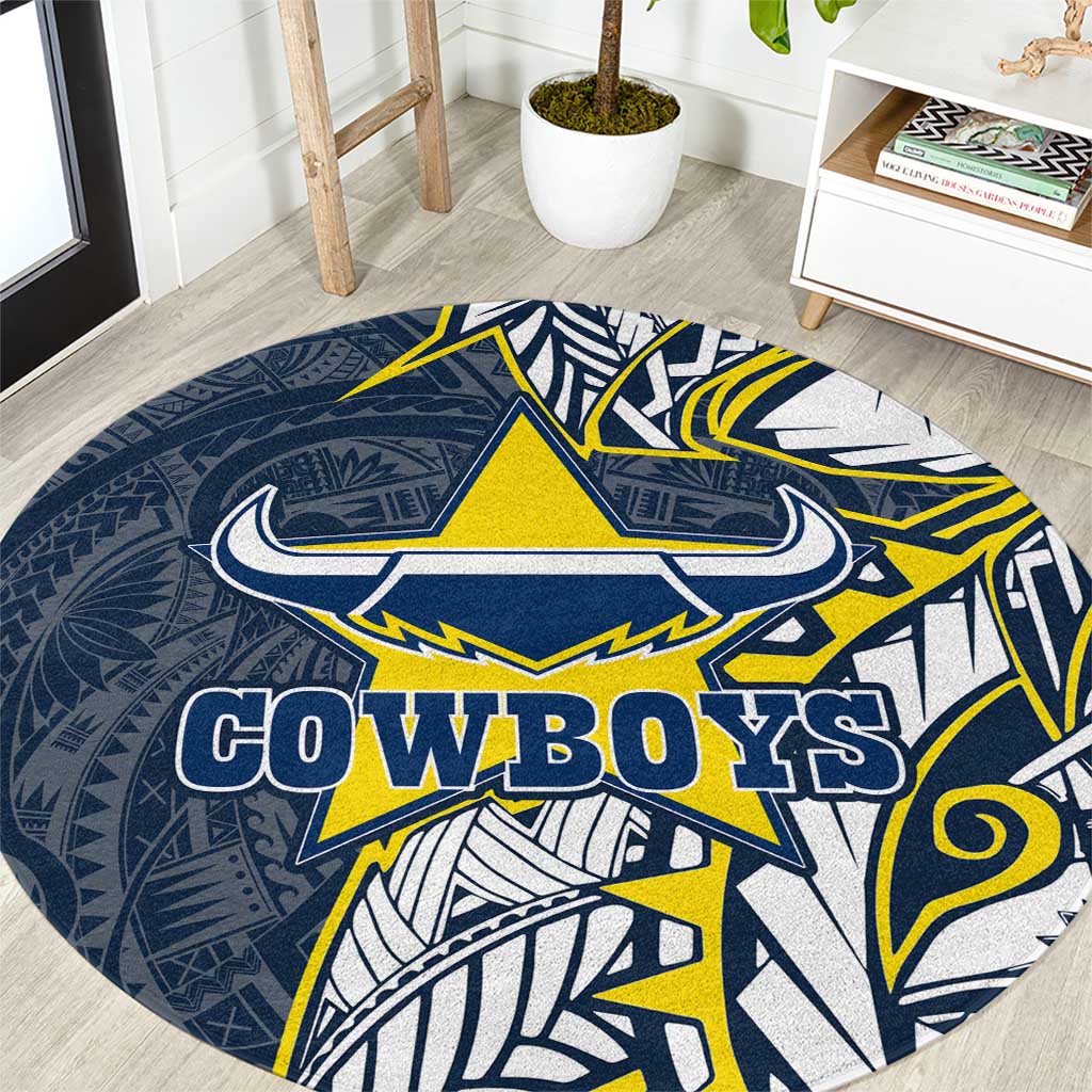 North Queensland Cowboys Round Carpet Polynesian Tribal Tattoo Pacific Sport Art
