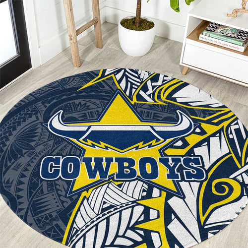 North Queensland Cowboys Round Carpet Polynesian Tribal Tattoo Pacific Sport Art