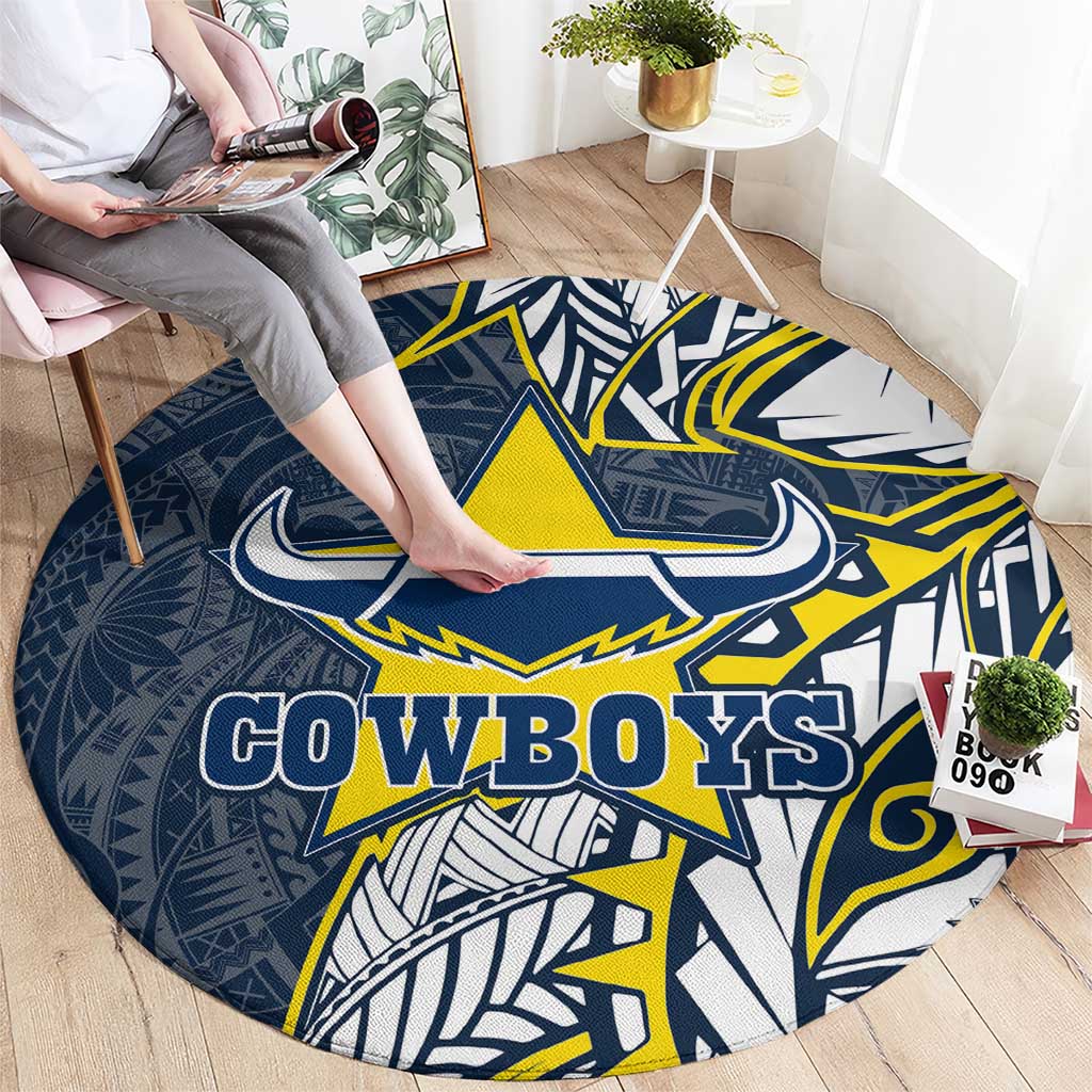 North Queensland Cowboys Round Carpet Polynesian Tribal Tattoo Pacific Sport Art