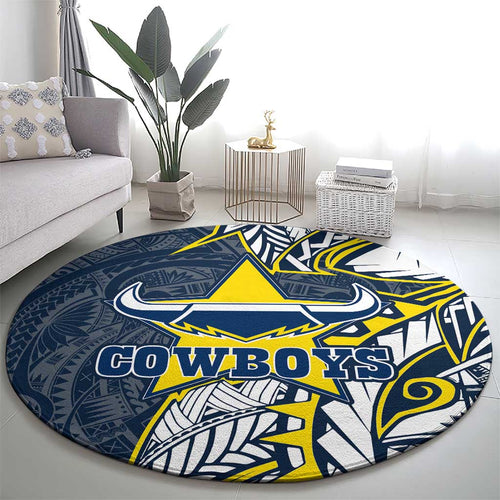 North Queensland Cowboys Round Carpet Polynesian Tribal Tattoo Pacific Sport Art