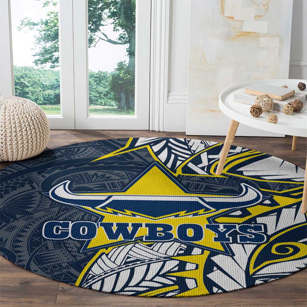 North Queensland Cowboys Round Carpet Polynesian Tribal Tattoo Pacific Sport Art