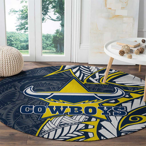 North Queensland Cowboys Round Carpet Polynesian Tribal Tattoo Pacific Sport Art
