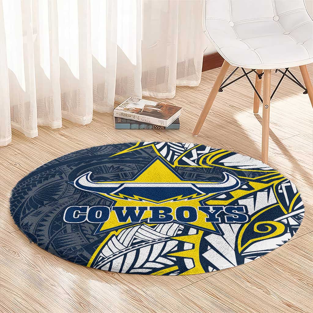 North Queensland Cowboys Round Carpet Polynesian Tribal Tattoo Pacific Sport Art