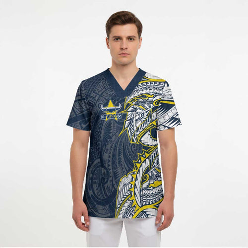 North Queensland Cowboys Scrub Top Polynesian Tribal Tattoo Pacific Sport Art