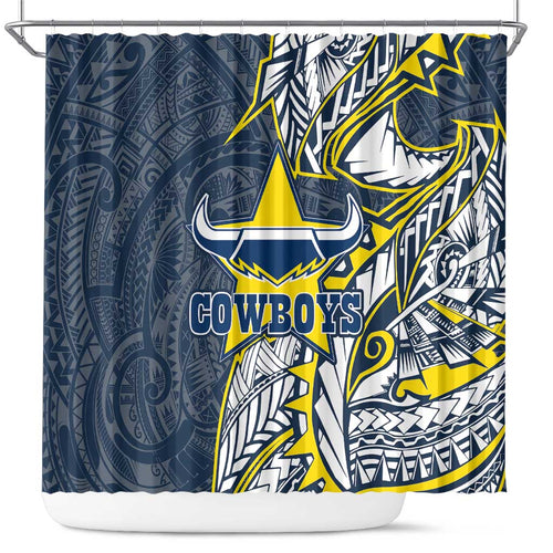 North Queensland Cowboys Shower Curtain Polynesian Tribal Tattoo Pacific Sport Art