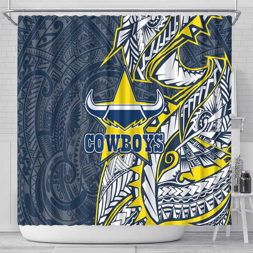 North Queensland Cowboys Shower Curtain Polynesian Tribal Tattoo Pacific Sport Art