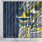 North Queensland Cowboys Shower Curtain Polynesian Tribal Tattoo Pacific Sport Art