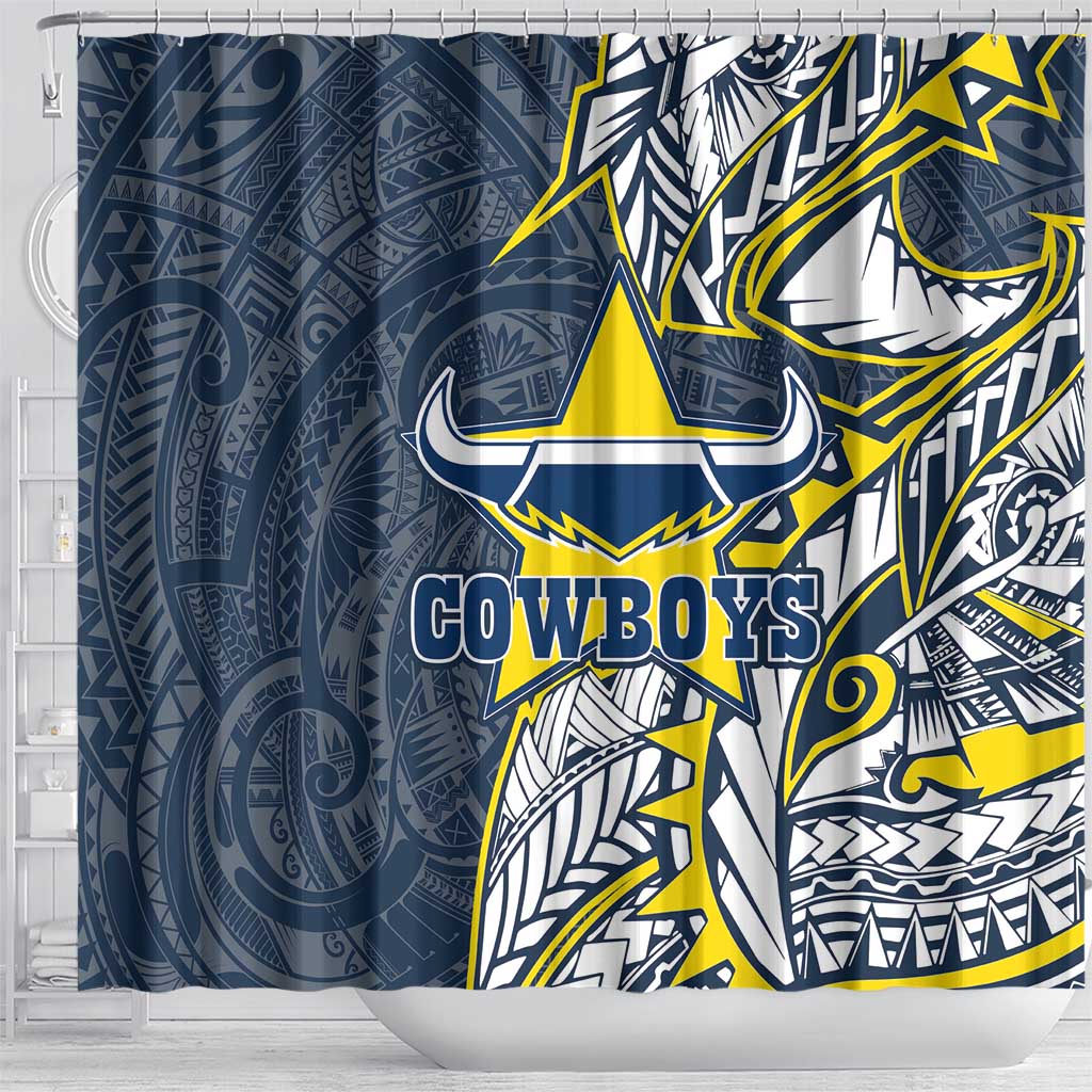 North Queensland Cowboys Shower Curtain Polynesian Tribal Tattoo Pacific Sport Art