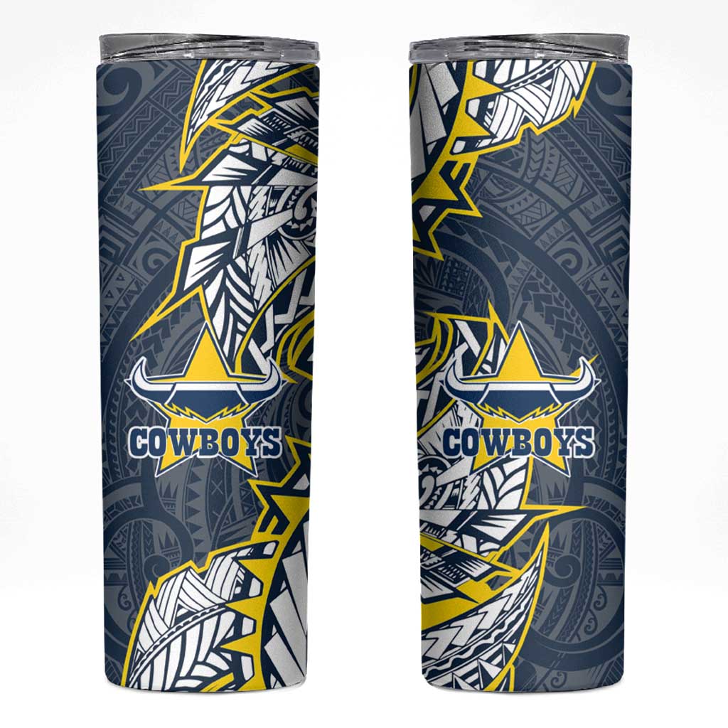 North Queensland Cowboys Skinny Tumbler Polynesian Tribal Tattoo Pacific Sport Art