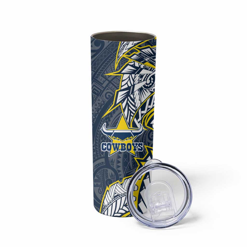 North Queensland Cowboys Skinny Tumbler Polynesian Tribal Tattoo Pacific Sport Art