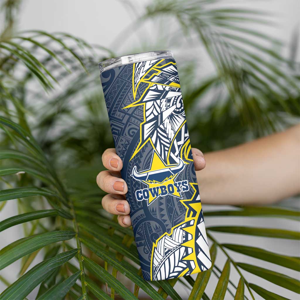 North Queensland Cowboys Skinny Tumbler Polynesian Tribal Tattoo Pacific Sport Art