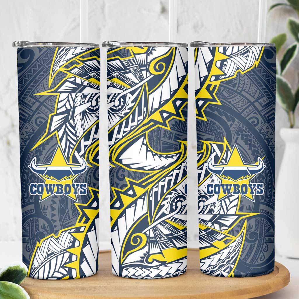 North Queensland Cowboys Skinny Tumbler Polynesian Tribal Tattoo Pacific Sport Art