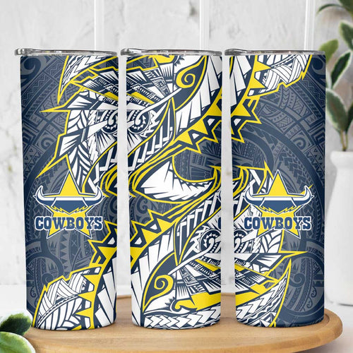 North Queensland Cowboys Skinny Tumbler Polynesian Tribal Tattoo Pacific Sport Art