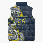 North Queensland Cowboys Sleeveless Puffer Jacket Polynesian Tribal Tattoo Pacific Sport Art