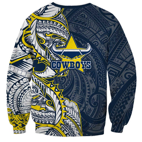 North Queensland Cowboys Sweatshirt Polynesian Tribal Tattoo Pacific Sport Art