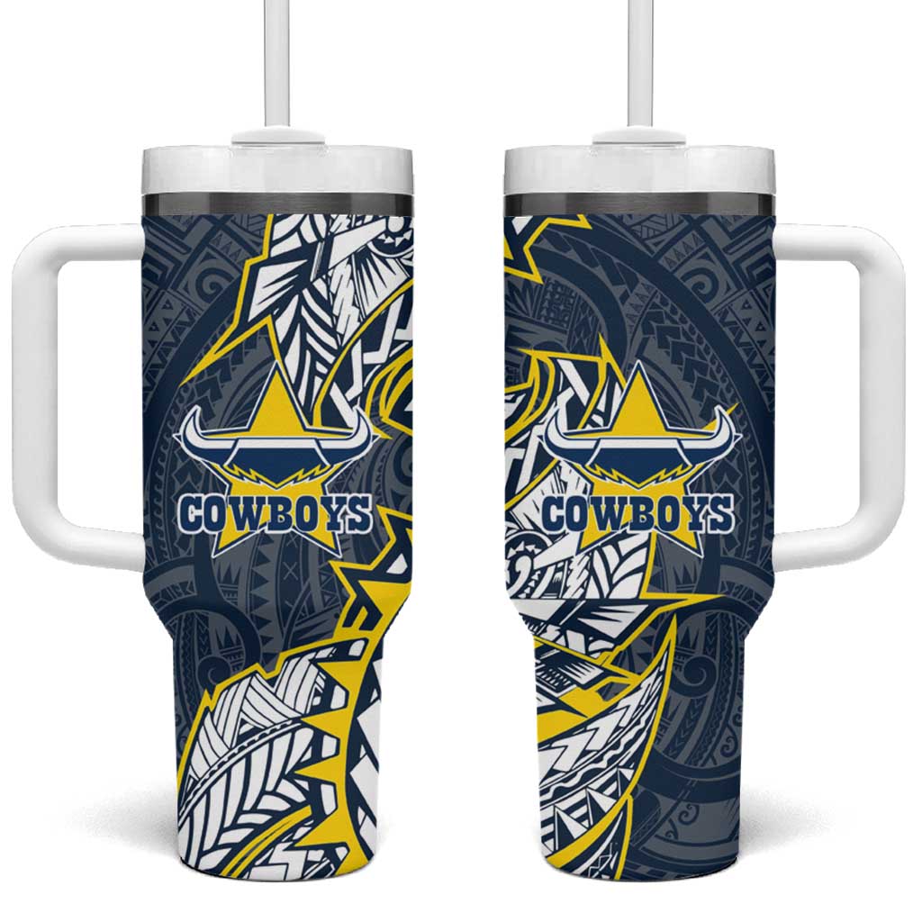 North Queensland Cowboys Tumbler With Handle Polynesian Tribal Tattoo Pacific Sport Art