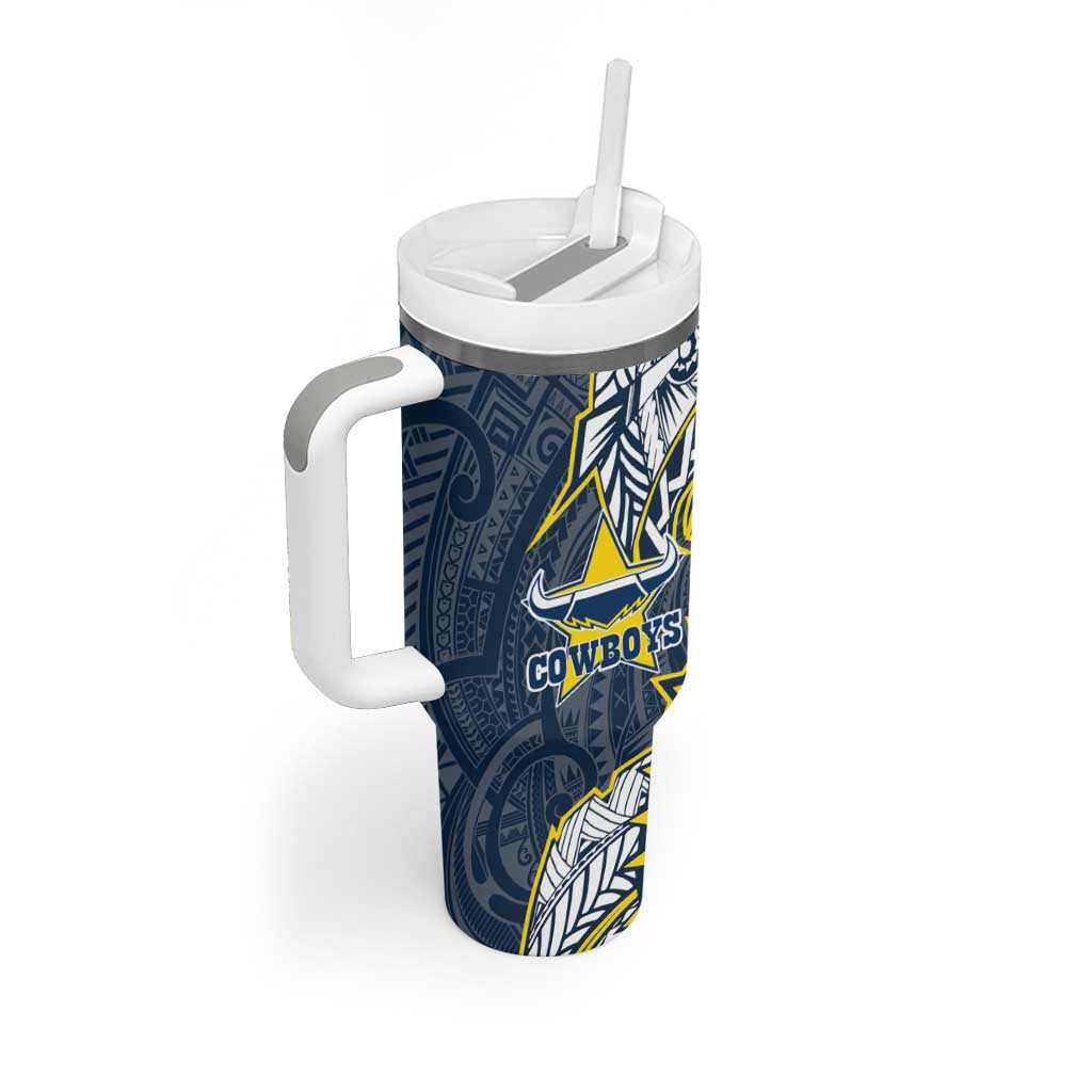 North Queensland Cowboys Tumbler With Handle Polynesian Tribal Tattoo Pacific Sport Art