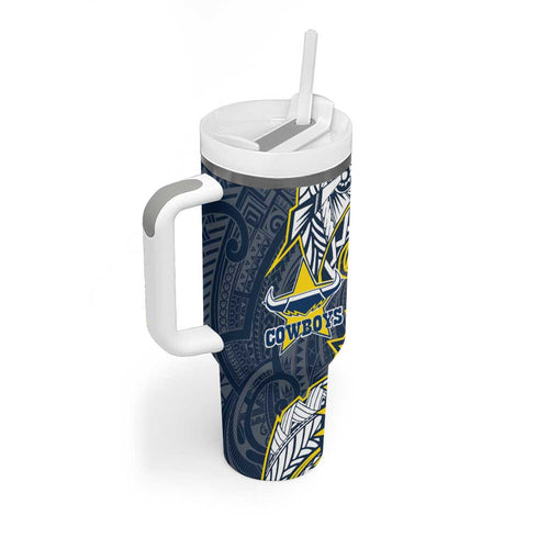 North Queensland Cowboys Tumbler With Handle Polynesian Tribal Tattoo Pacific Sport Art