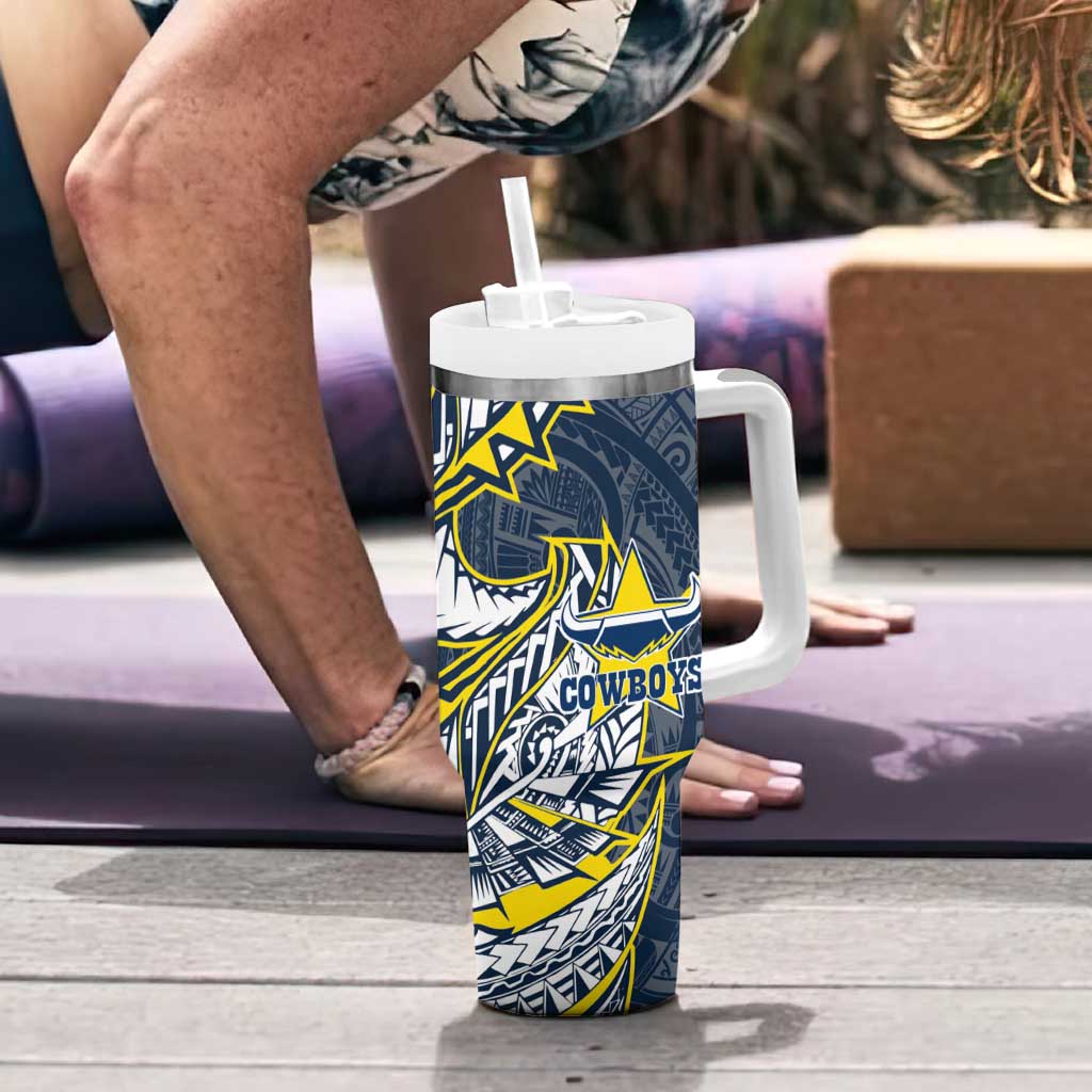 North Queensland Cowboys Tumbler With Handle Polynesian Tribal Tattoo Pacific Sport Art
