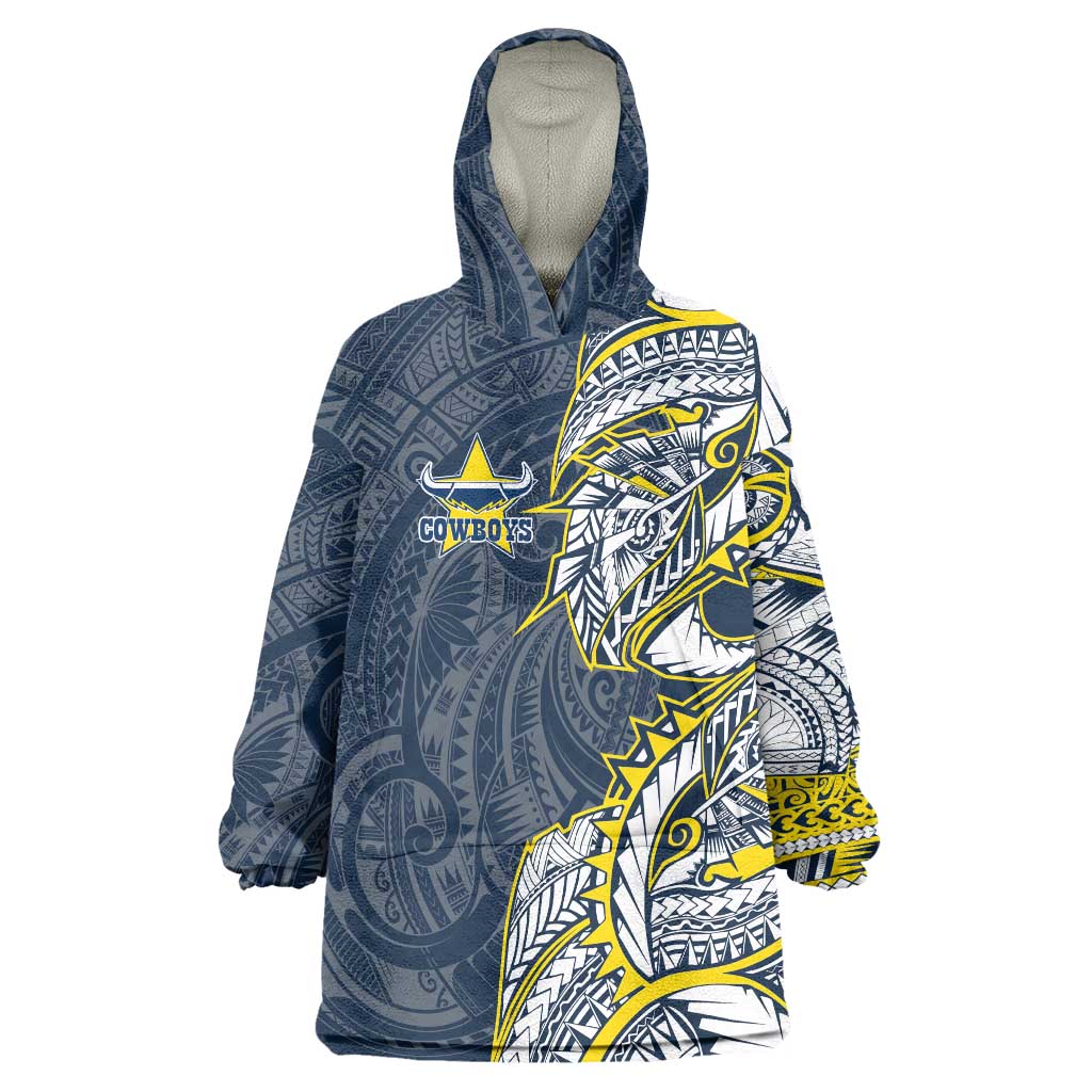 North Queensland Cowboys Wearable Blanket Hoodie Polynesian Tribal Tattoo Pacific Sport Art