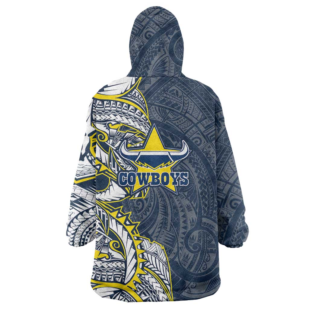 North Queensland Cowboys Wearable Blanket Hoodie Polynesian Tribal Tattoo Pacific Sport Art