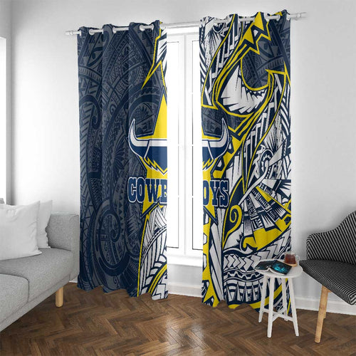 North Queensland Cowboys Window Curtain Polynesian Tribal Tattoo Pacific Sport Art