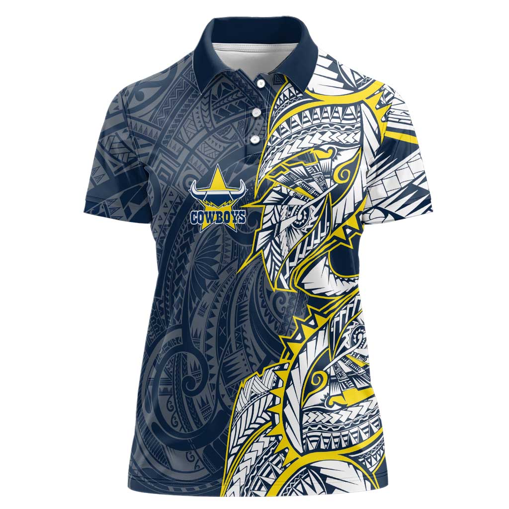 North Queensland Cowboys Women Polo Shirt Polynesian Tribal Tattoo Pacific Sport Art