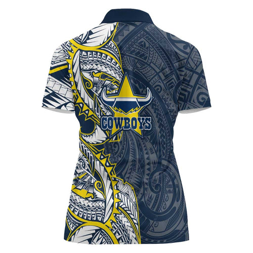North Queensland Cowboys Women Polo Shirt Polynesian Tribal Tattoo Pacific Sport Art
