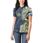 North Queensland Cowboys Women Polo Shirt Polynesian Tribal Tattoo Pacific Sport Art